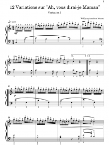 Ah vous dirai je Maman Variation 1 Partition Piano
