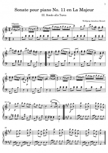 Marche Turque Mozart partition piano